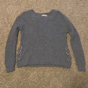 Gray sweater with ties on side